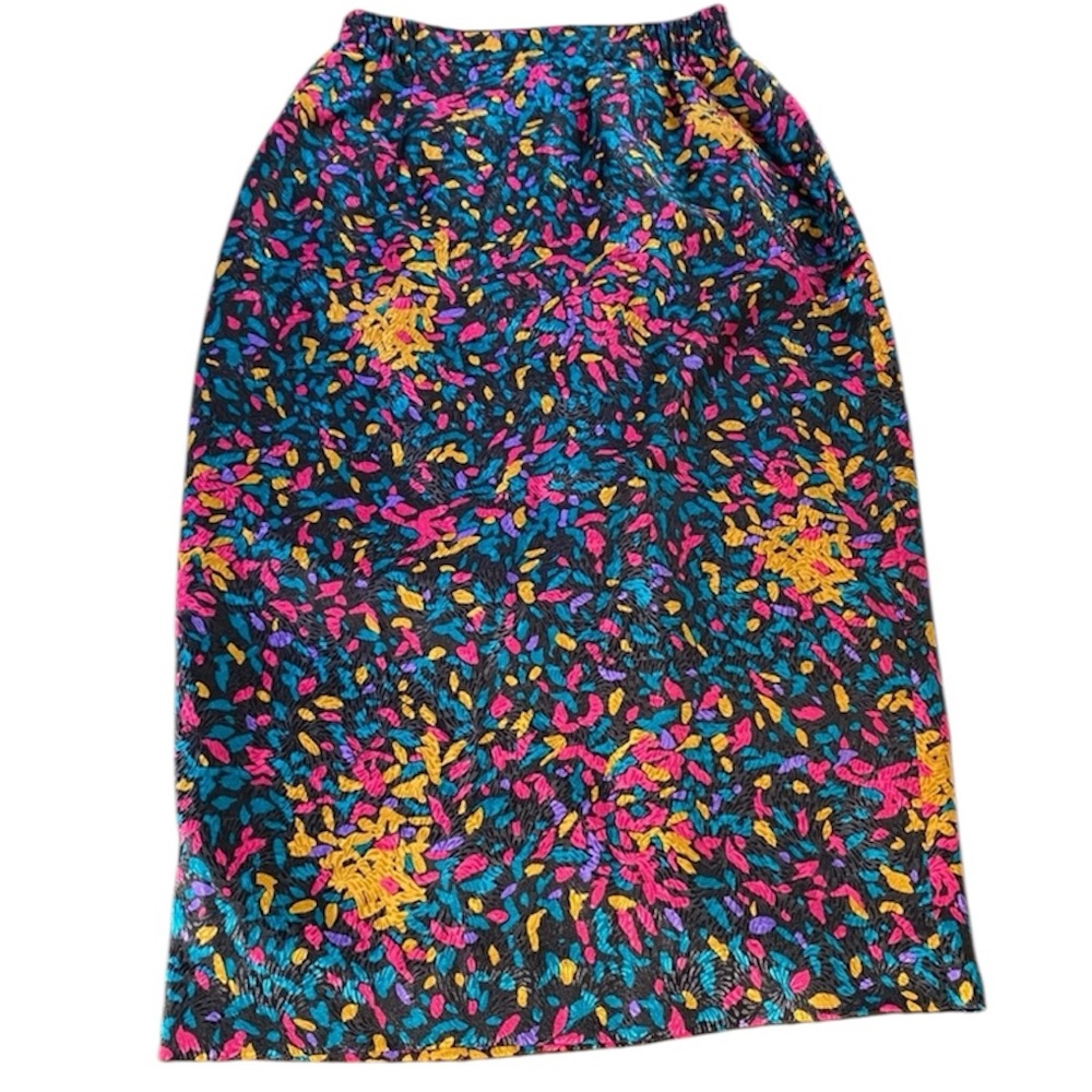 Vintage 90s Colorful Silky Pencil Skirt